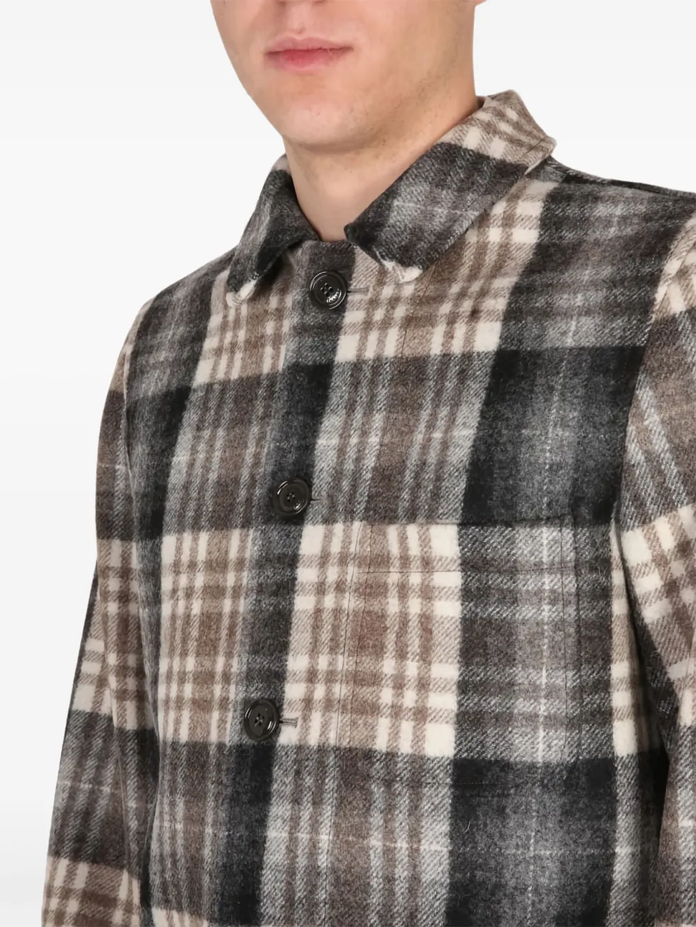 ASPESI Geruite overhemd met knopen Bruin