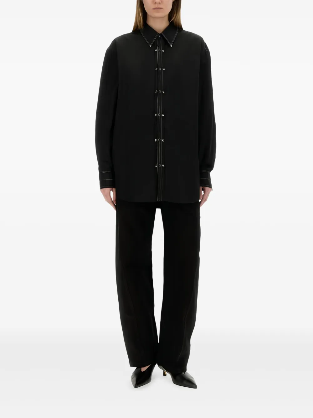 LEMAIRE belted trousers Zwart