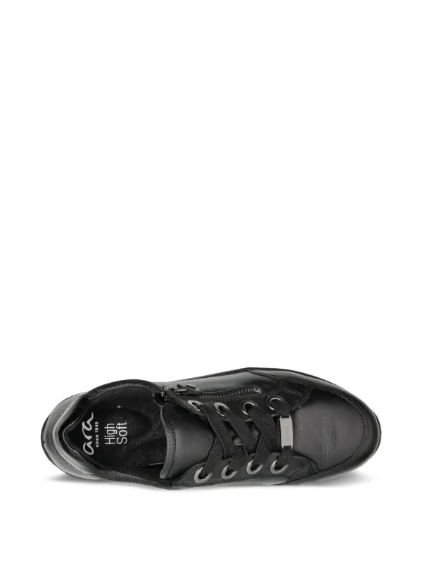 ARA Scarpe Osaka - Sneaker Donna In Pelle Liscia Bianca, Plantare Rimovibile, Chiusura Lampo, Extra Morbide