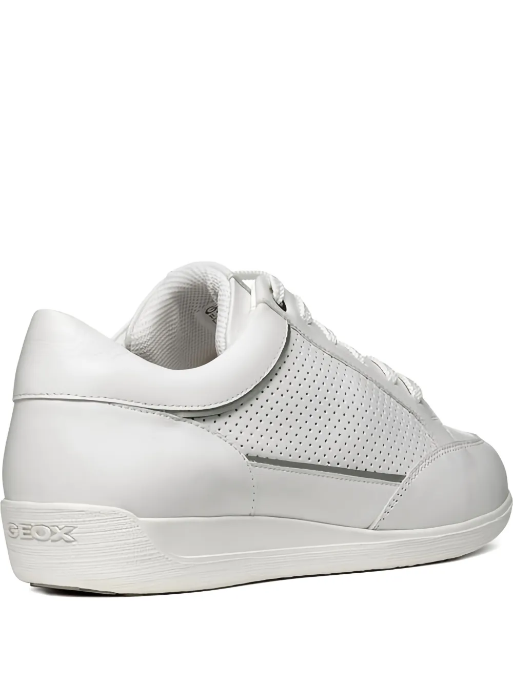 Geox Myria Perforated Leather Sneakers In White