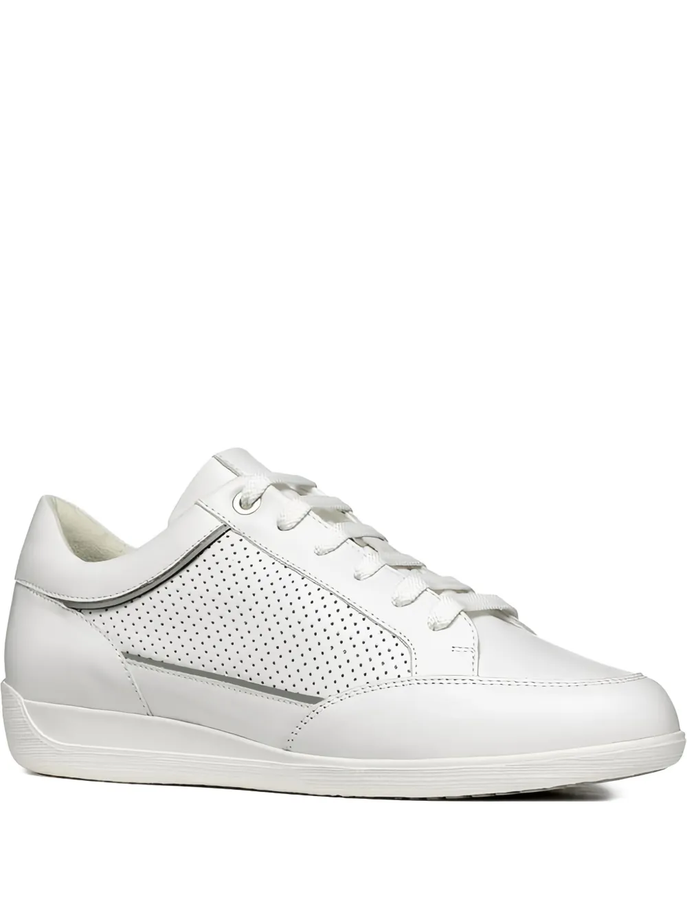 Geox Myria Perforated Leather Sneakers In White