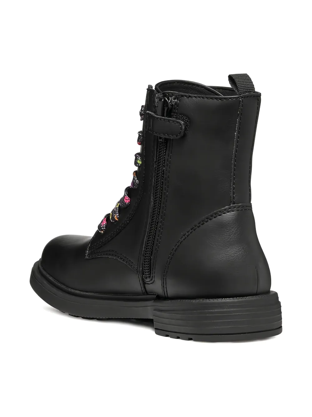 Geox Kids colourful-embroidered lace-up ankle boots Black