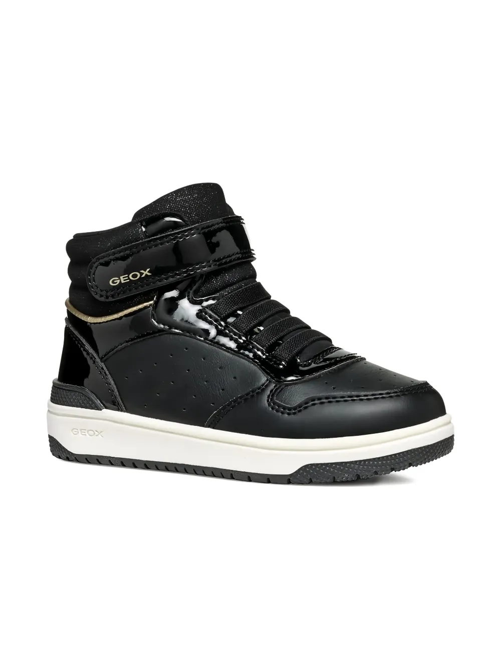 Geox Kids Washiba patent high-top sneakers Black