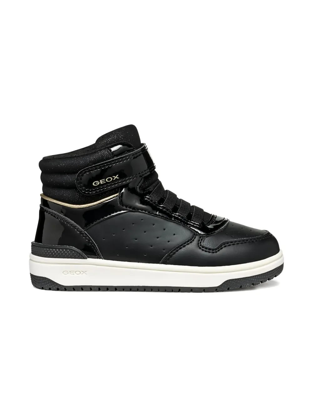 Geox Kids Washiba patent high-top sneakers Black