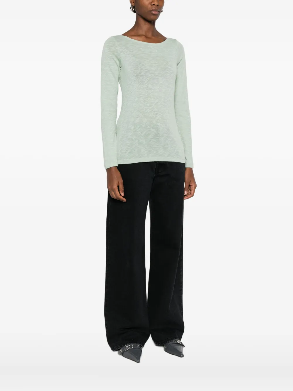 Marc O'polo Round-neck Long-sleeve Top In Green