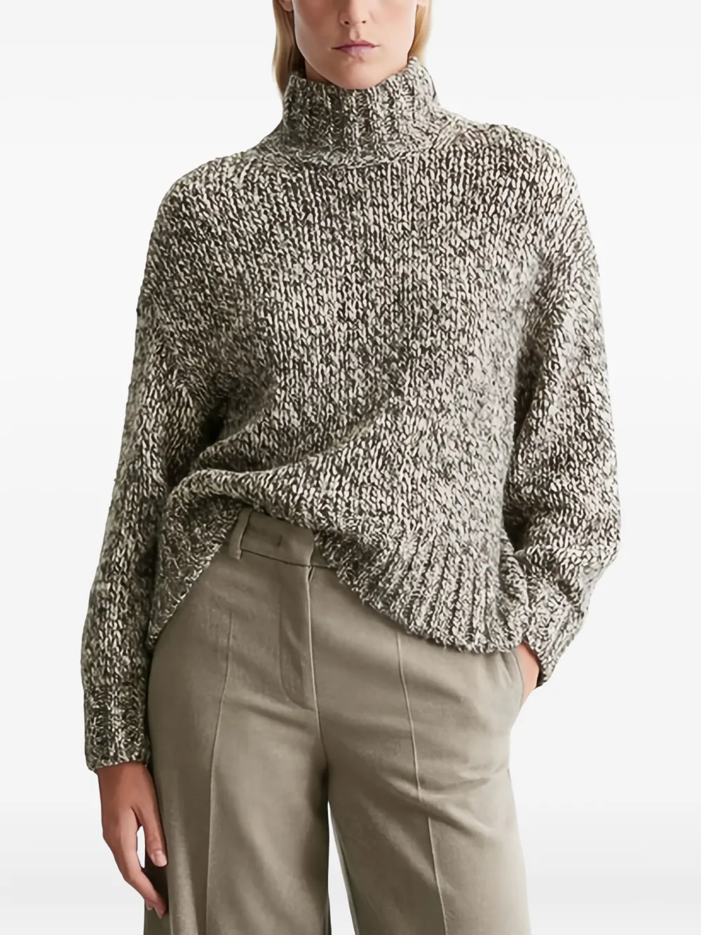 Marc O'polo Textured Roll-neck Sweater In Brown
