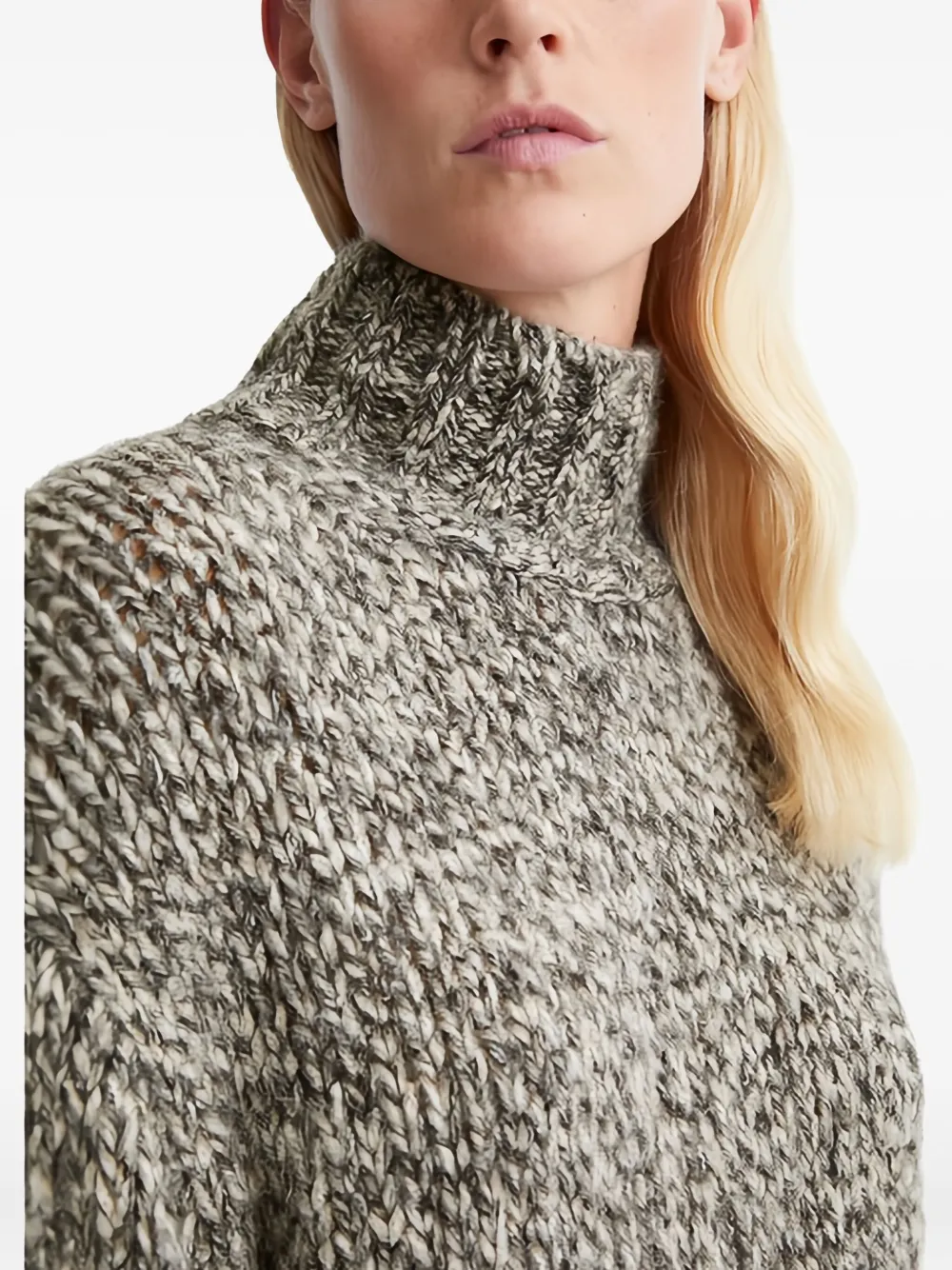 Marc O'polo Textured Roll-neck Sweater In Brown