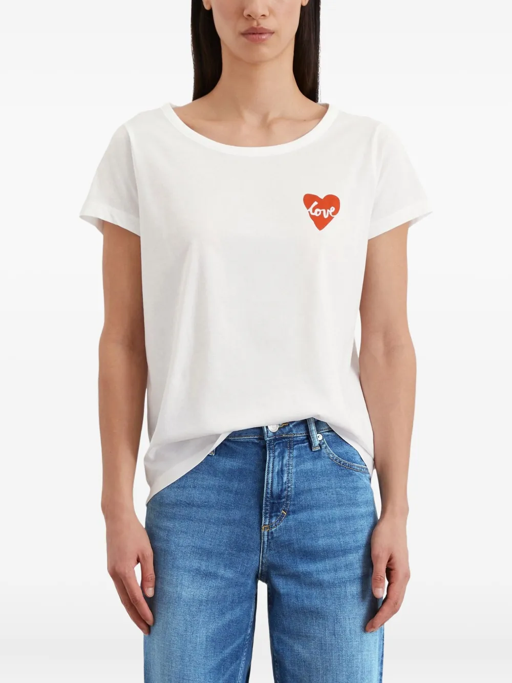 Marc O'polo Heart-print Cotton T-shirt In White