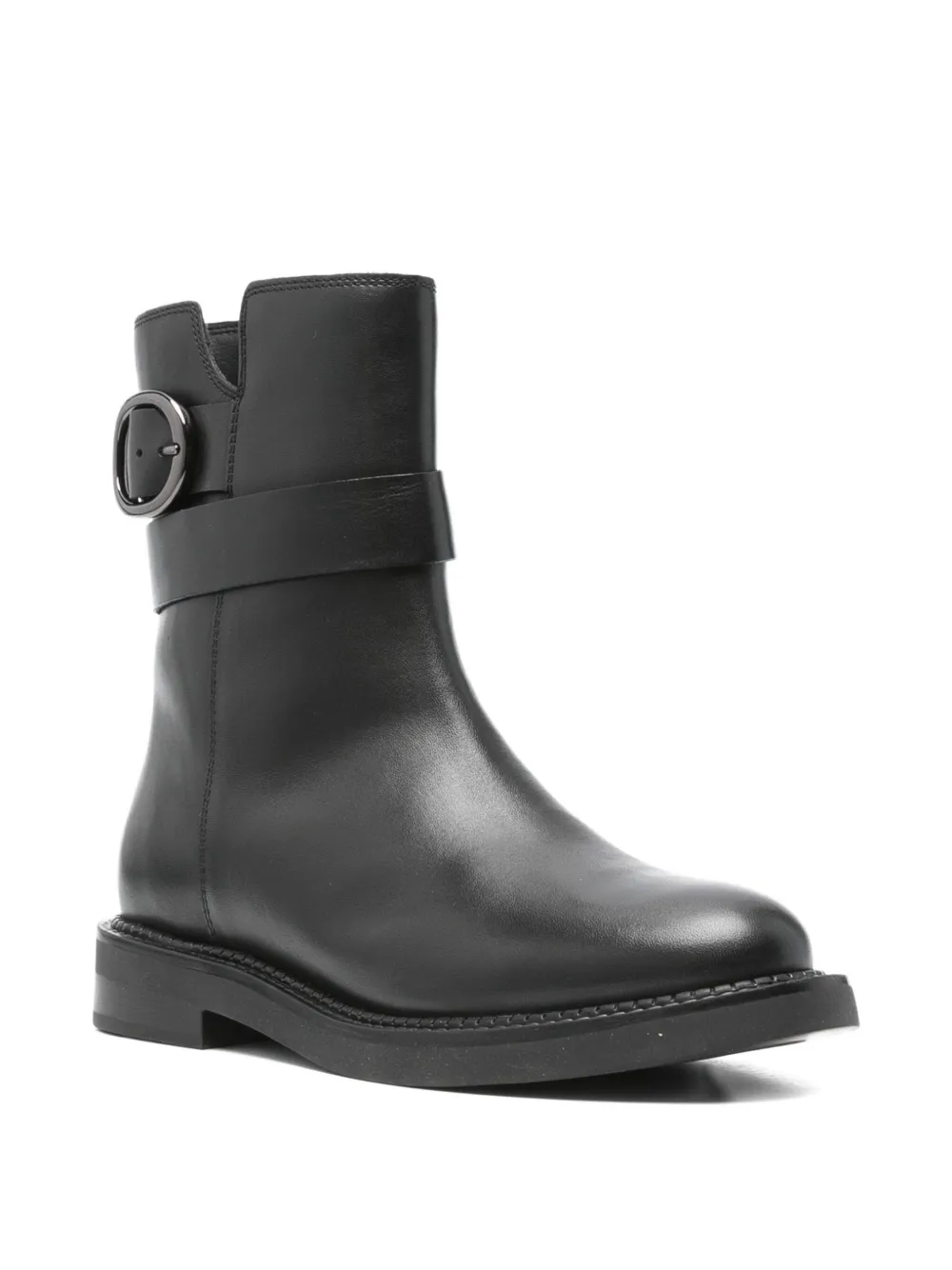 Geox buckle-detail leather boots Black