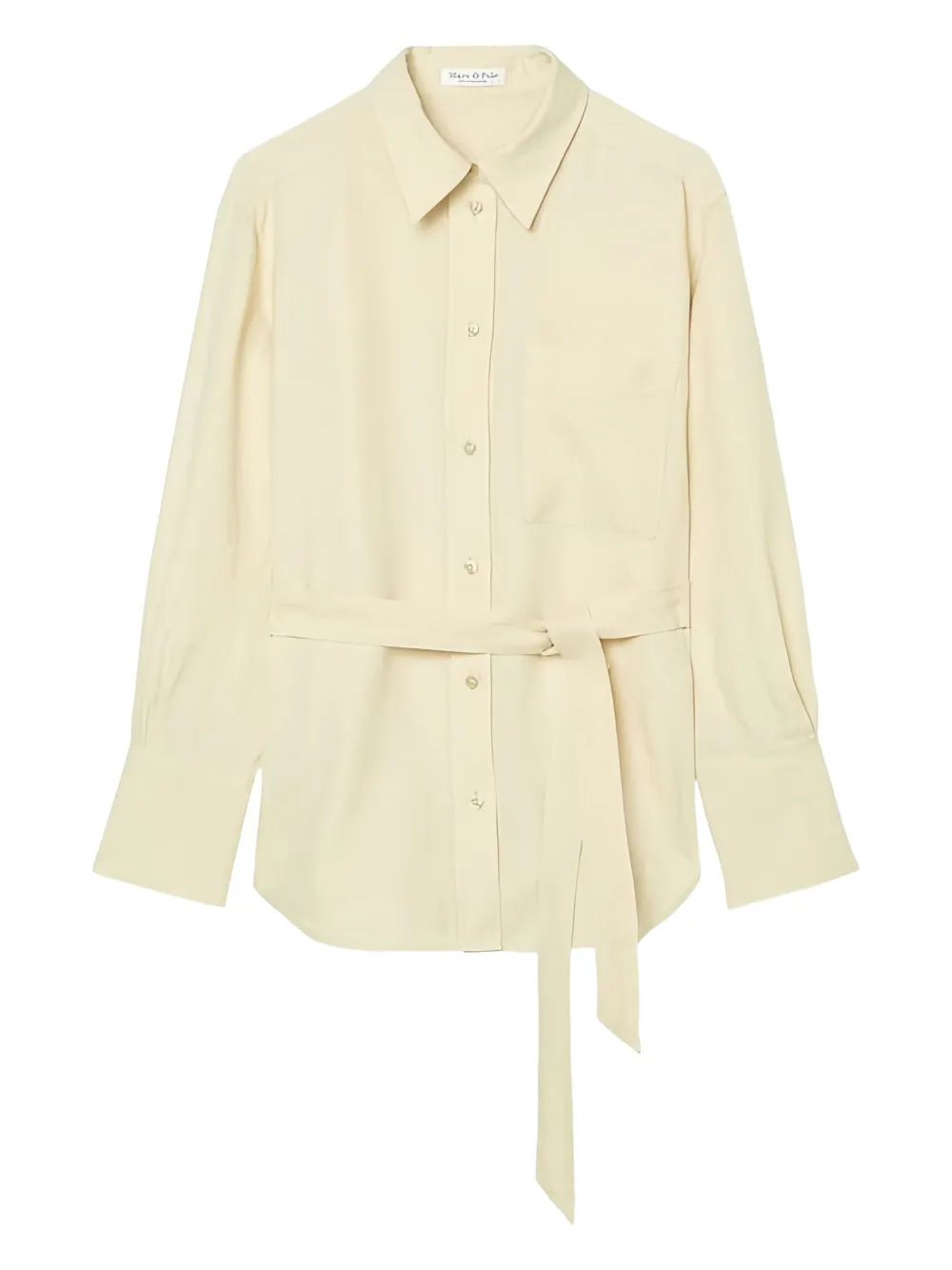 belted button-up shirt