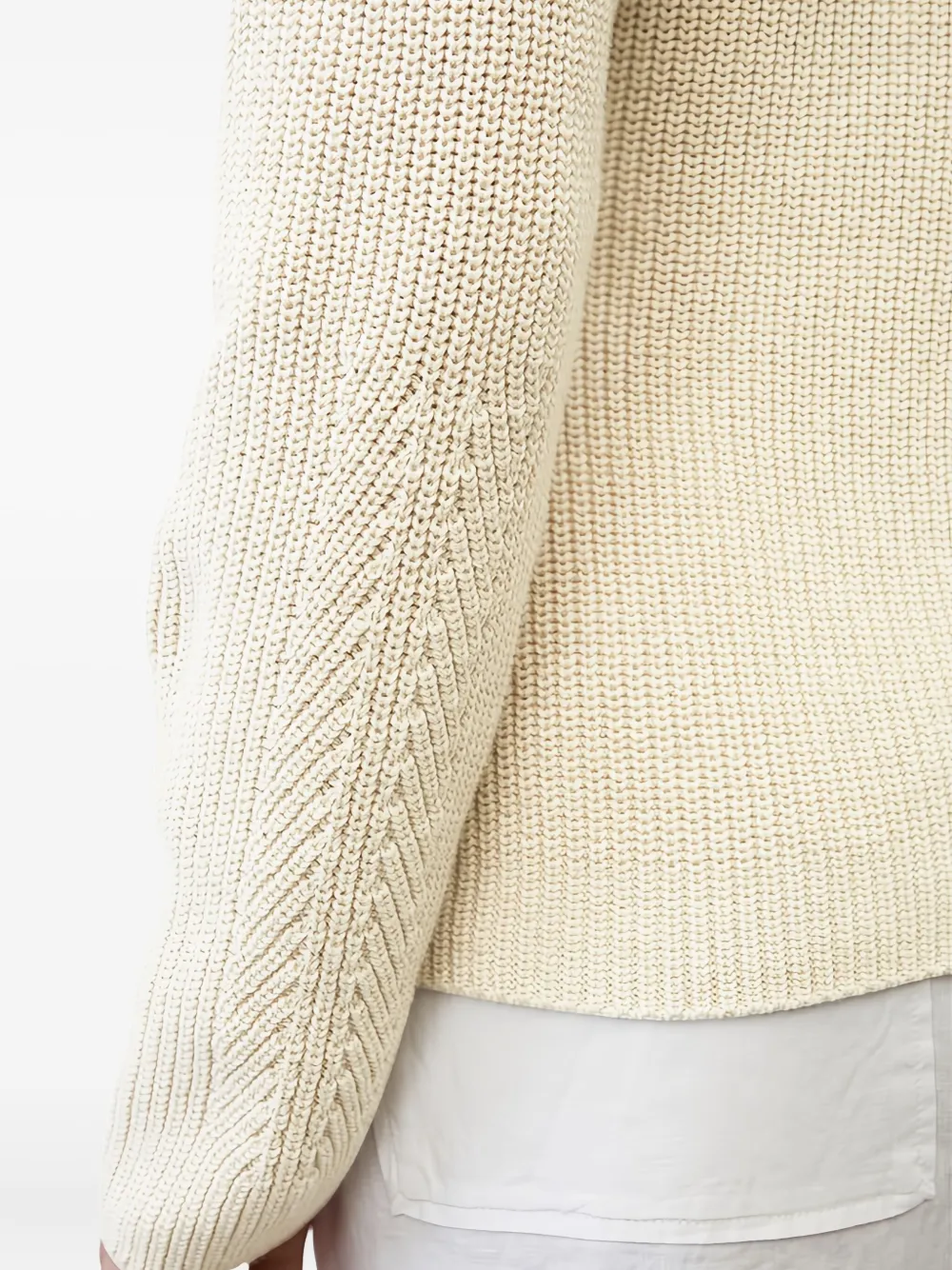Marc O'Polo Geribbelde sweater met V-hals Beige