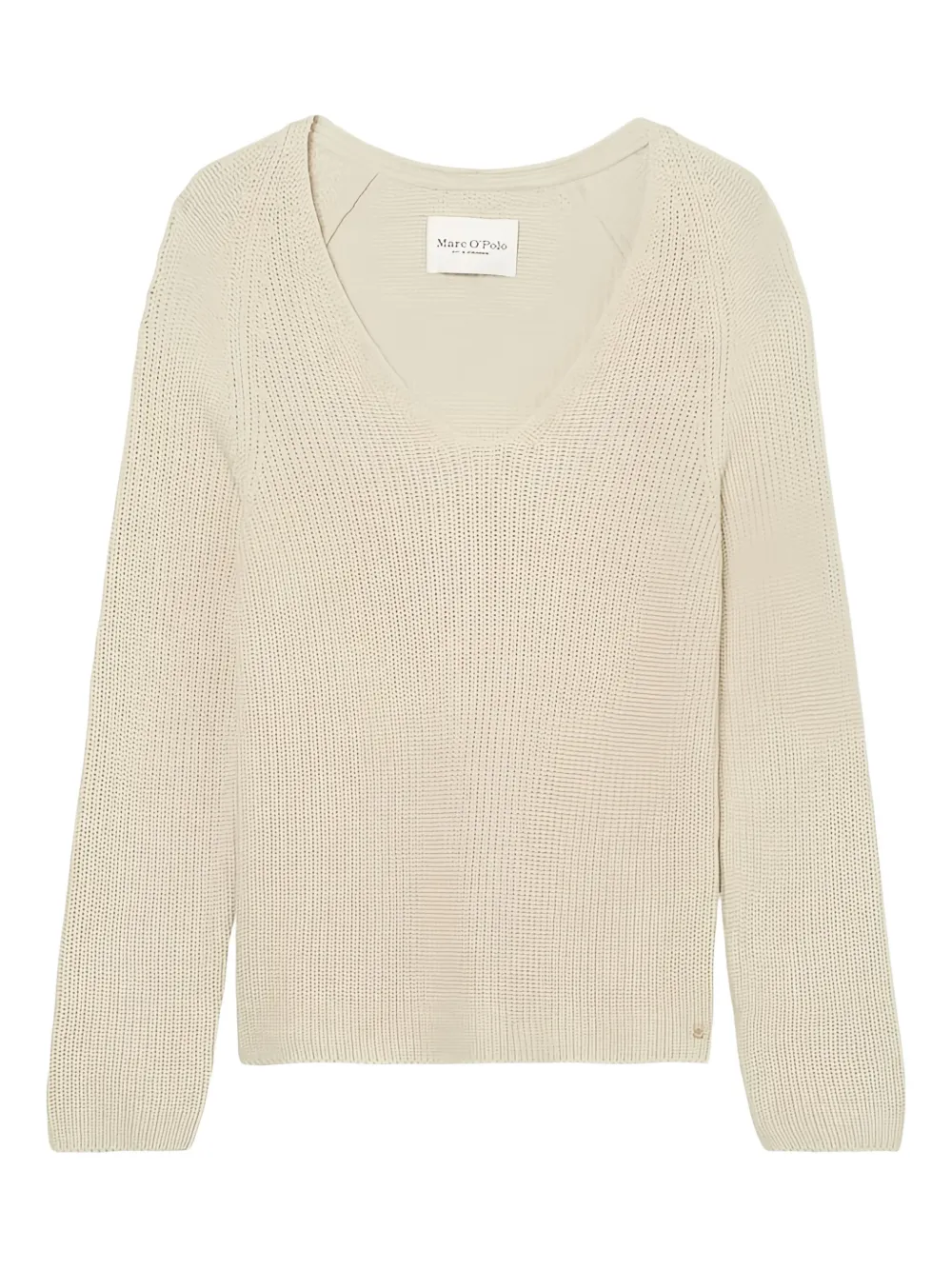 Marc O'Polo Geribbelde sweater met V-hals Beige