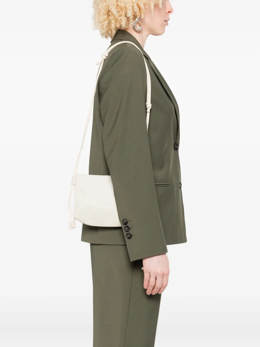 Marc O'Polo Geknoopte suède crossbodytas Beige