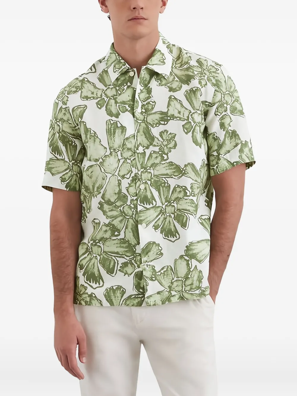 Marc O'Polo Overhemd met bloemenprint Groen