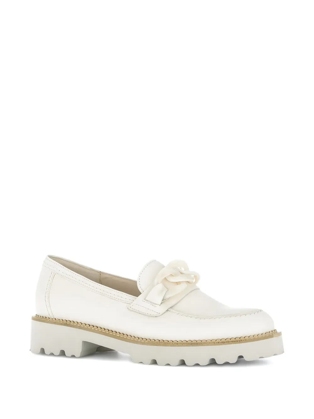  Gabor Chain-link Leather Loafers - White 