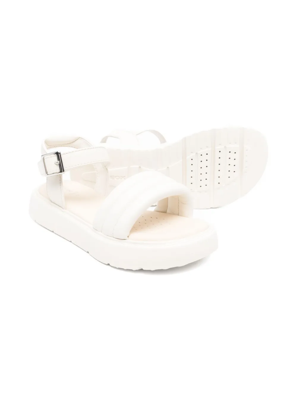 Geox Kids Kodette buckled ribbed sandals Neutrals