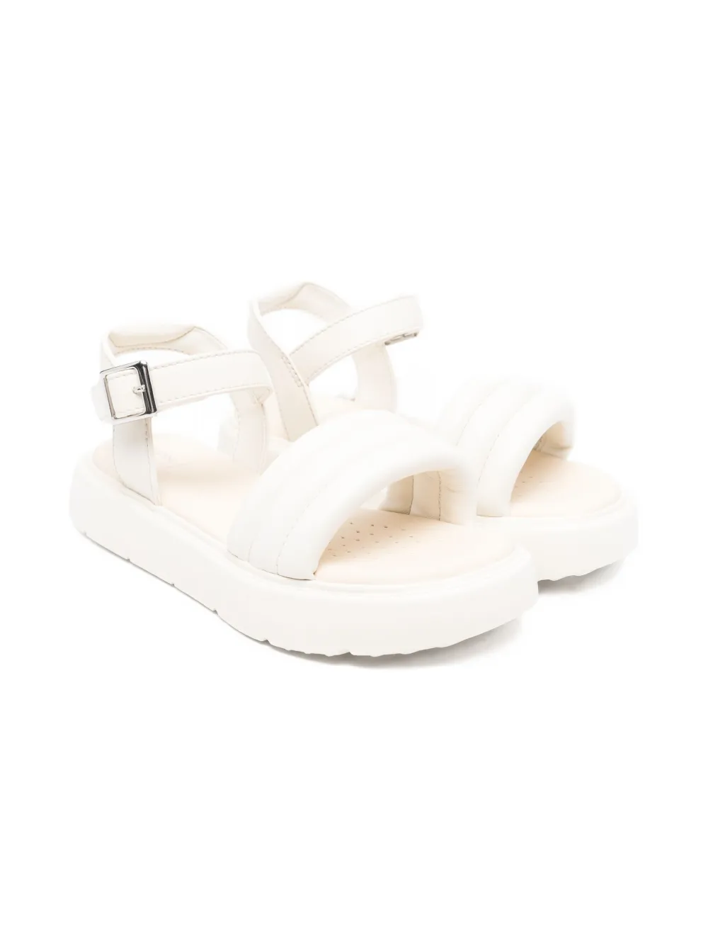 Geox Kids Kodette buckled ribbed sandals Neutrals