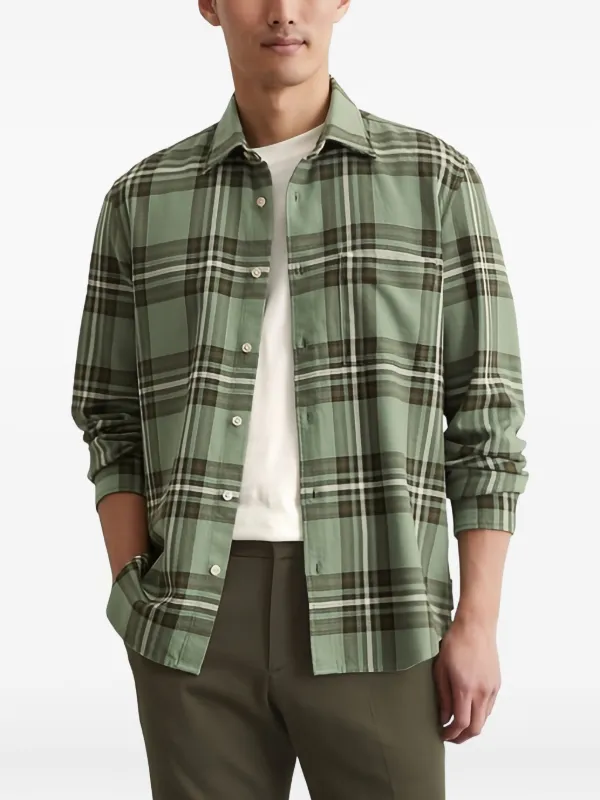green plaid dress shirt men Dubinik® 10.8oz Ultra Heavyweight Green Flannel Shirt for Men Long Sle main image 0