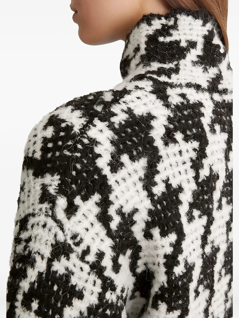 Marc O'Polo Coltrui met pied-de-poule print Zwart