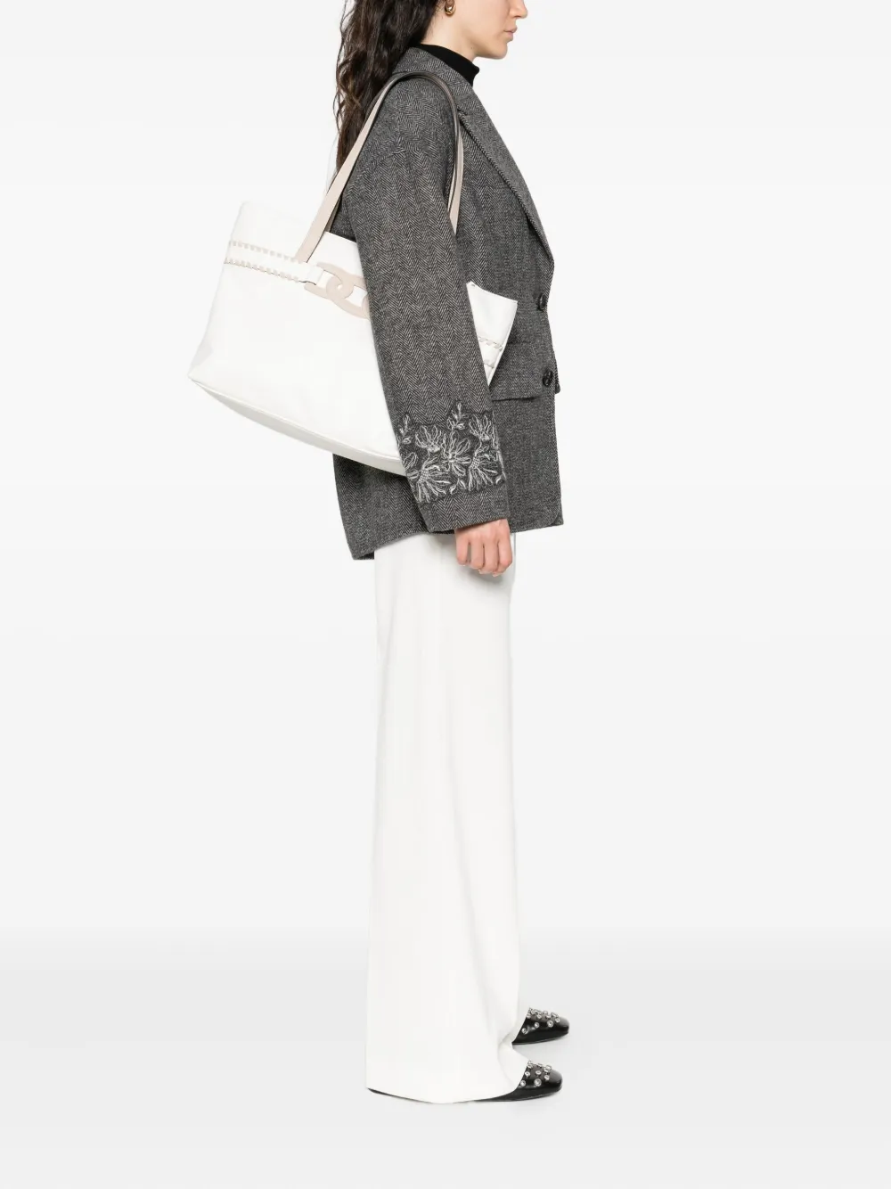 Ara Mona Chain-link Detail Shoulder Bag In White