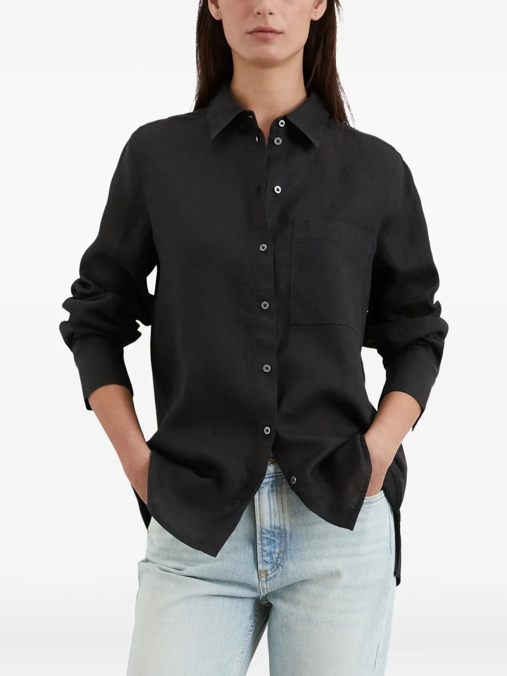 Marc O'Polo button-down linen shirt - Zwart