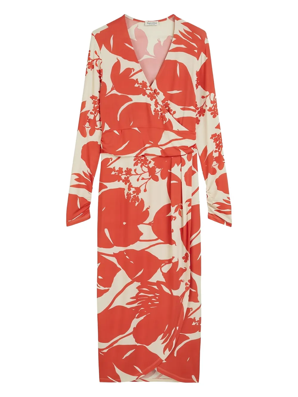 floral-print wrap dress