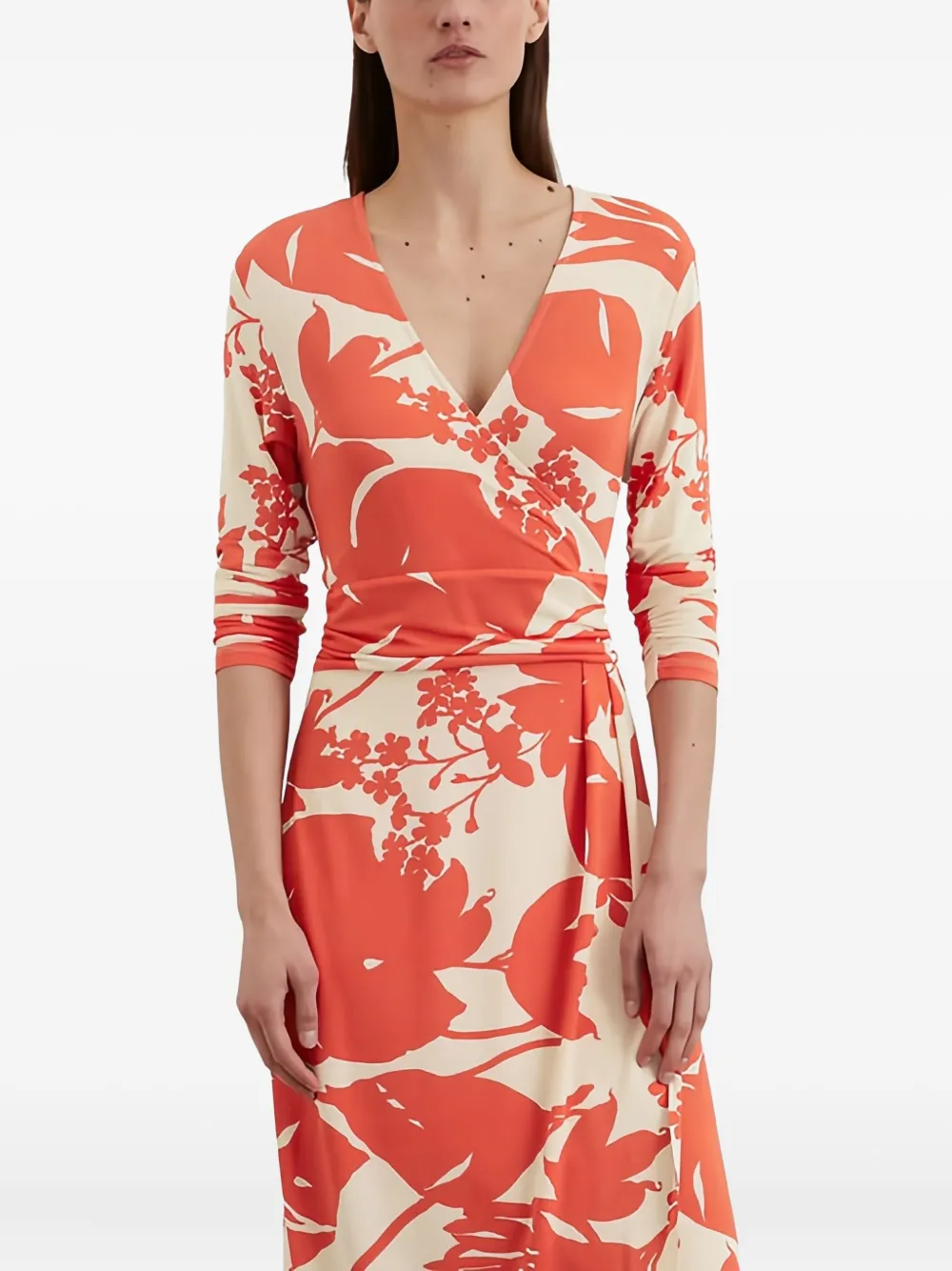 Marc O'Polo floral-print wrap dress - Oranje