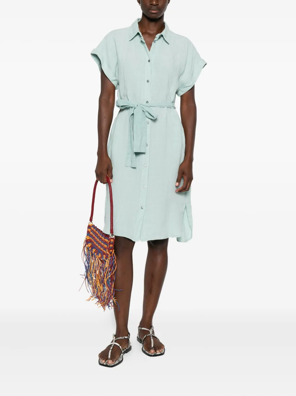 Marc O'Polo belted shirt mini dress - Groen