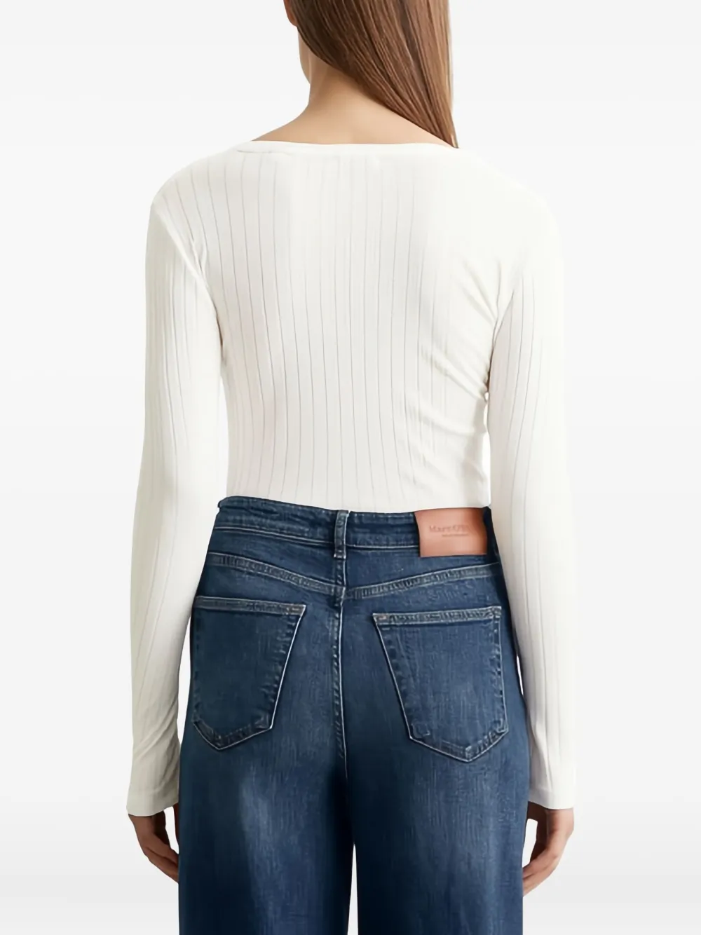 Marc O'Polo Geribbelde top Wit