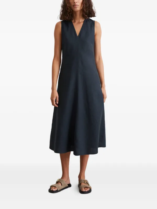 Marc O'Polo v-neck Sleeveless A-line Midi Dress | Blue | FARFETCH