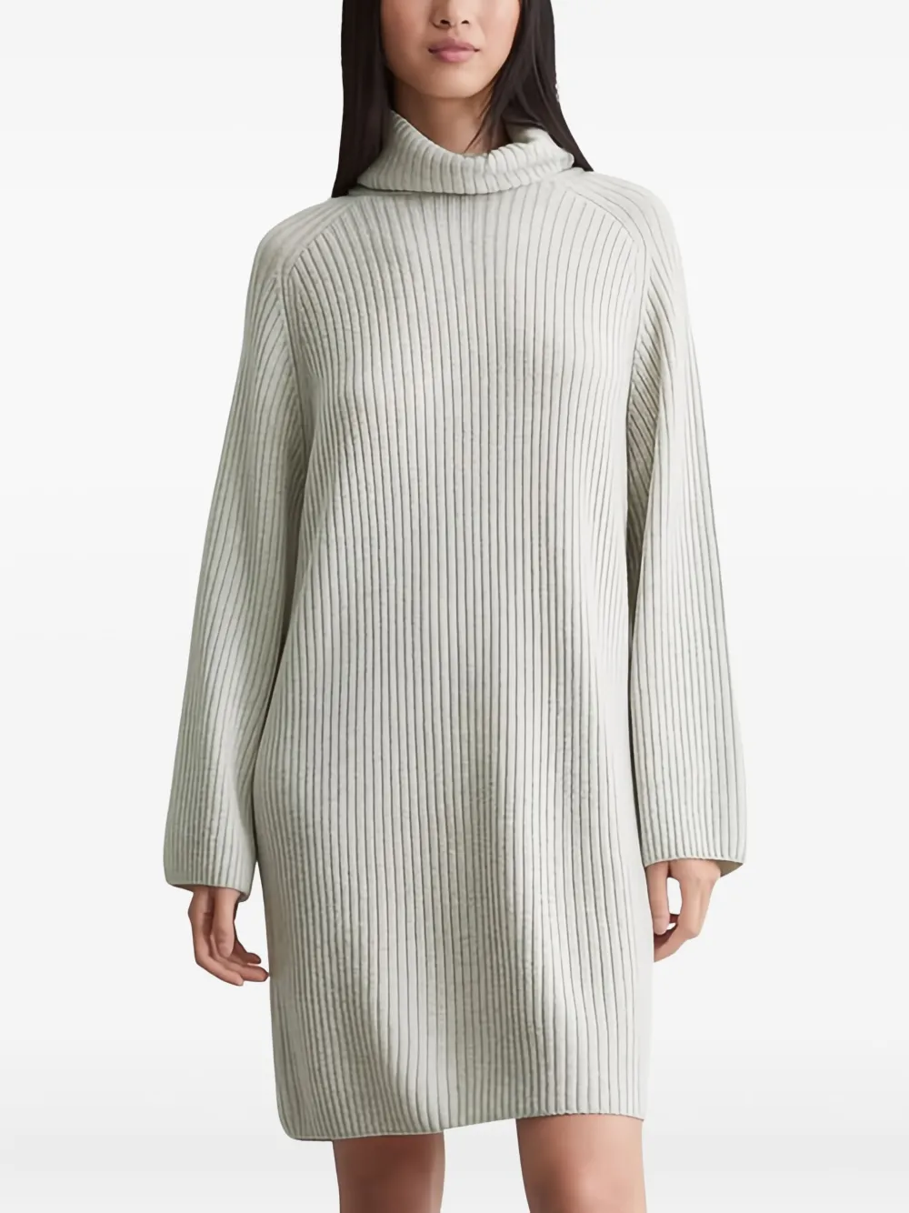Marc O'Polo turtleneck ribbed mini dress - Grijs
