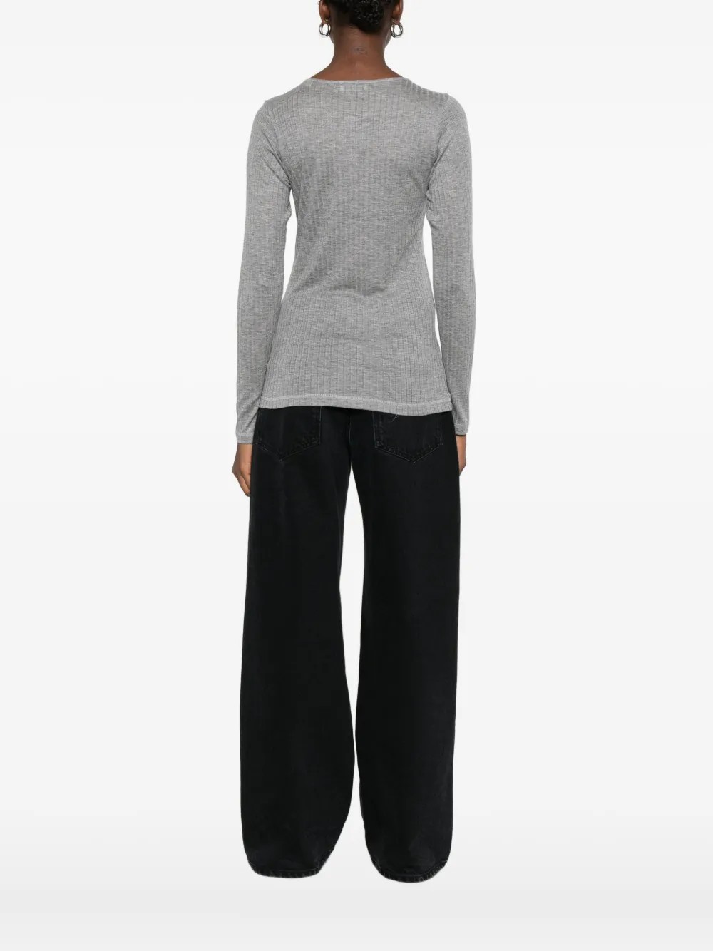 Marc O'polo Button-up Ribbed Henley Top In Gray