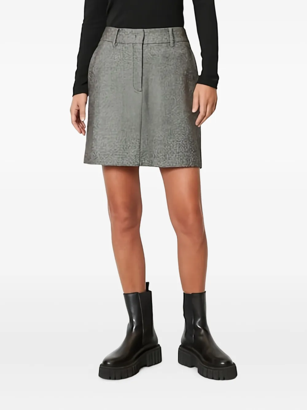 Marc O'polo Stripe-pattern Tailored Skirt In Gray