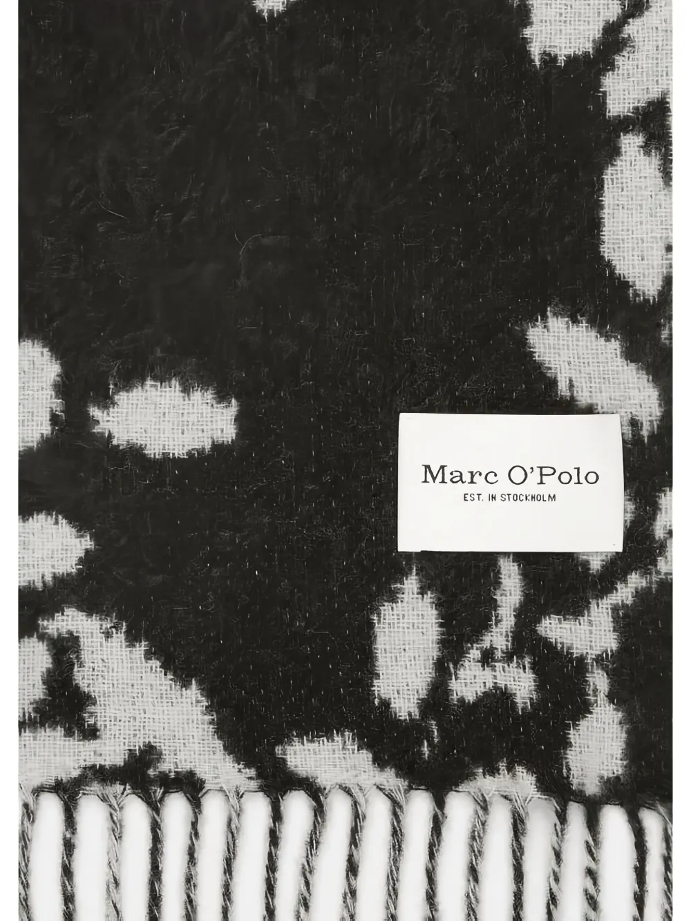 Marc O'Polo Sjaal met bloemenprint en franje Zwart