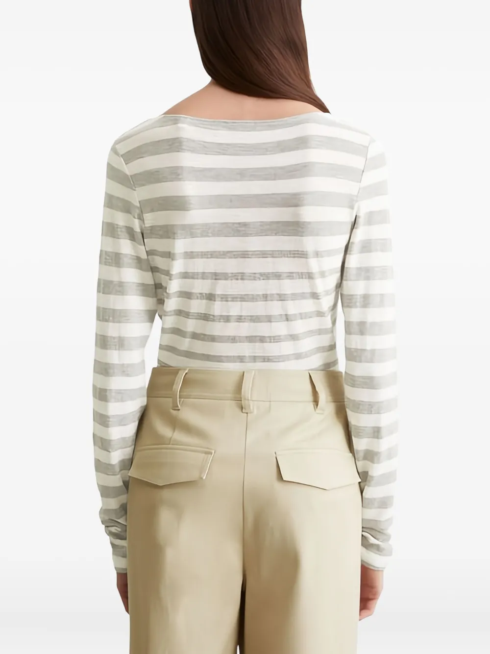 Marc O'Polo Gestreept T-shirt met lange mouwen Grijs