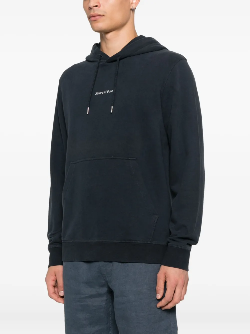 Marc O'Polo embroidered-logo hoodie Blauw