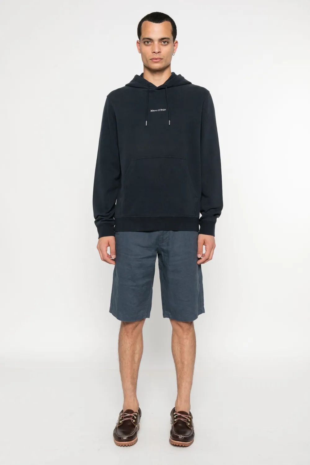 Marc O'Polo embroidered-logo hoodie Blauw