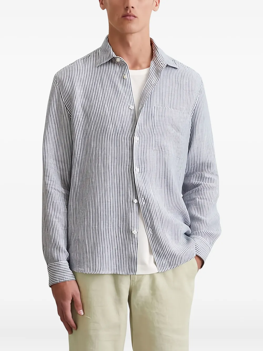 Marc O'Polo striped button-up shirt - Grijs