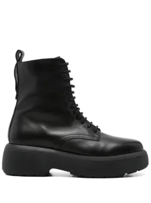 Armani Exchange Leather Combat Boots | Black | FARFETCH