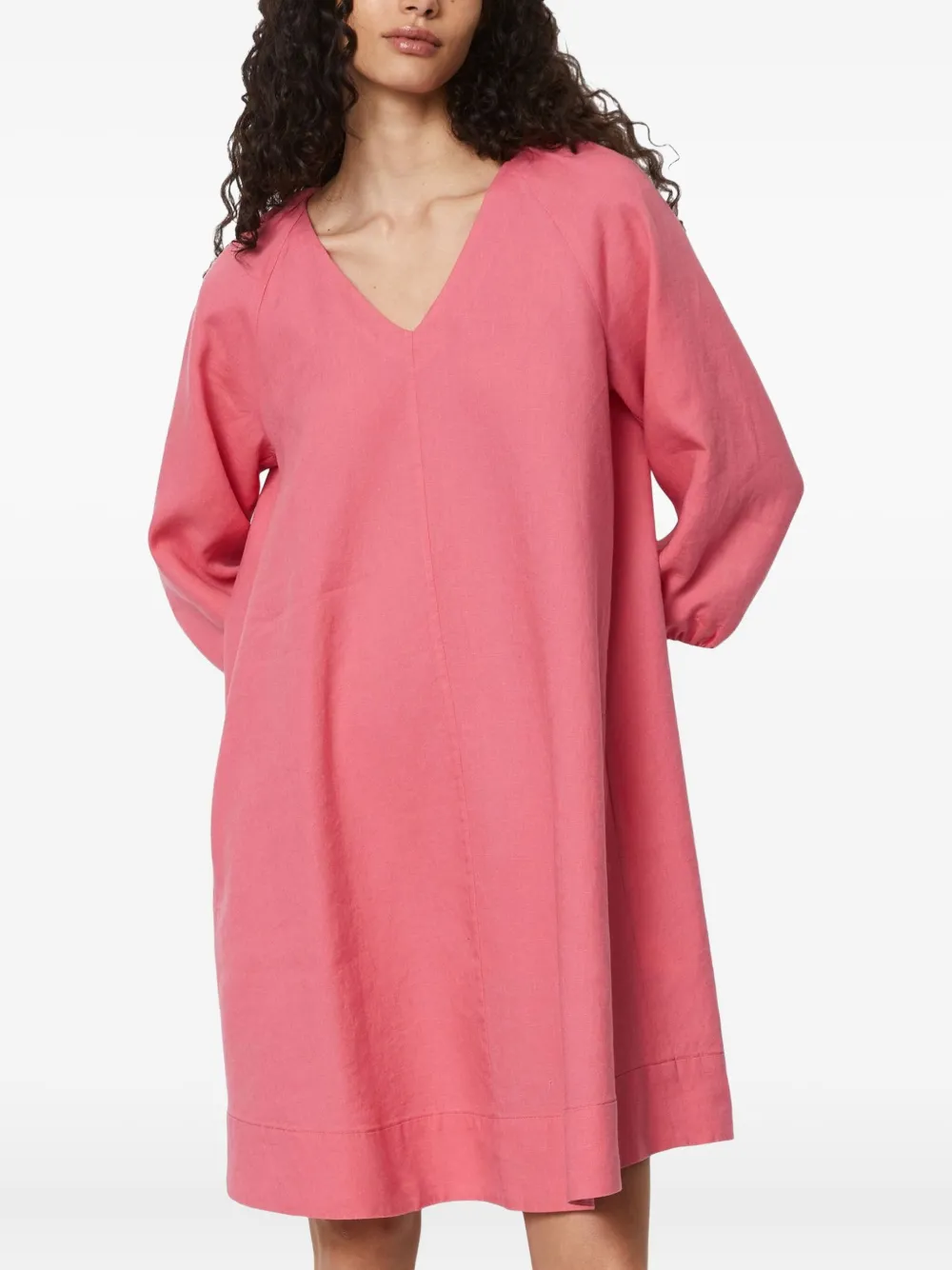 Marc O'Polo Jurk met ballonmouwen en V-hals Roze