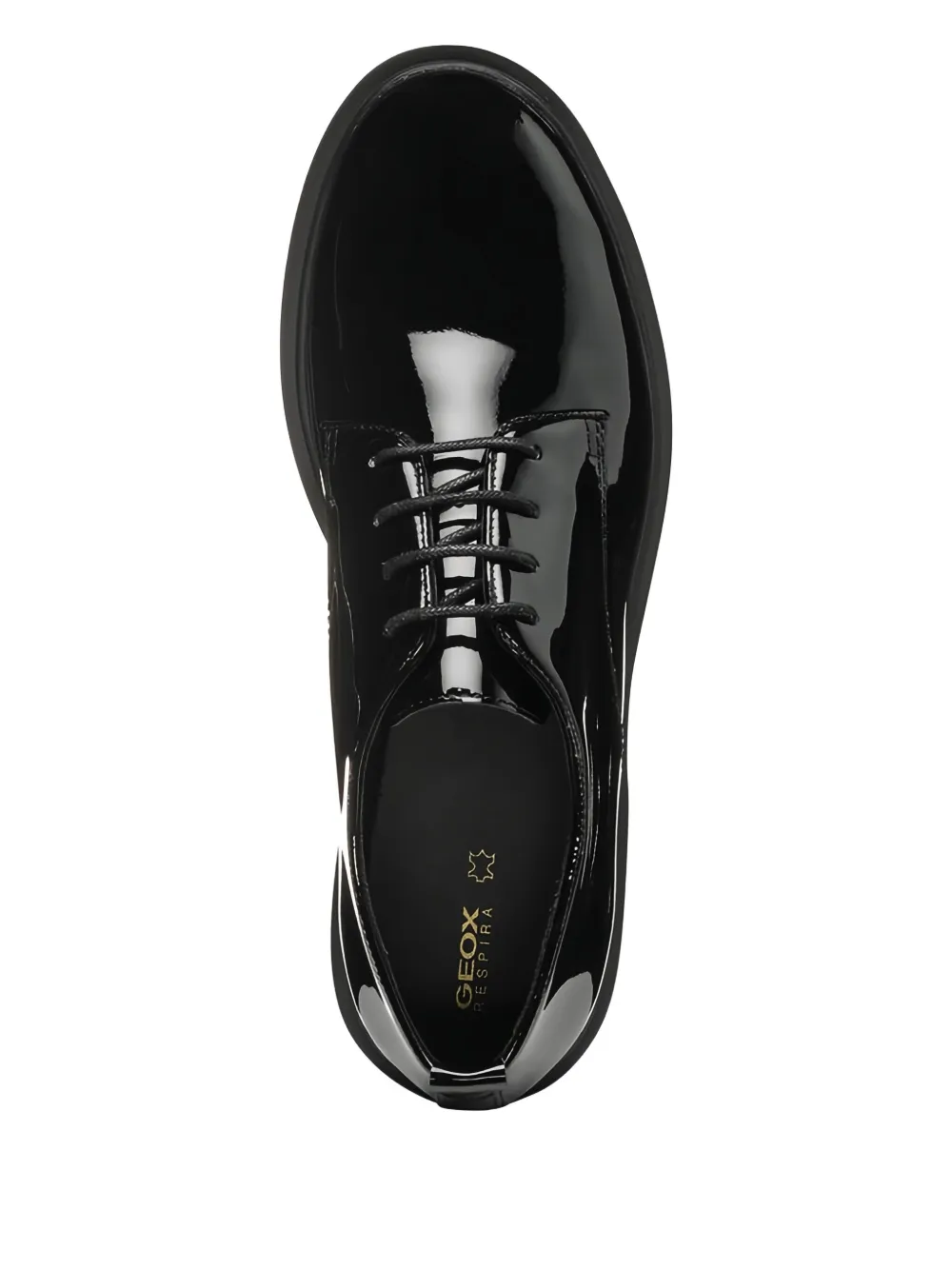 Geox Spherica patent leather lace-up derby shoes Black
