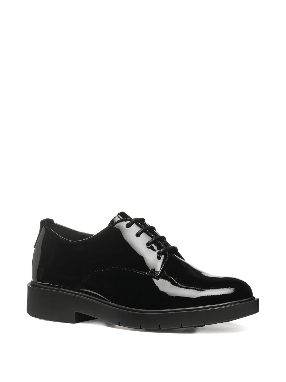 Geox Spherica patent leather lace-up derby shoes Black