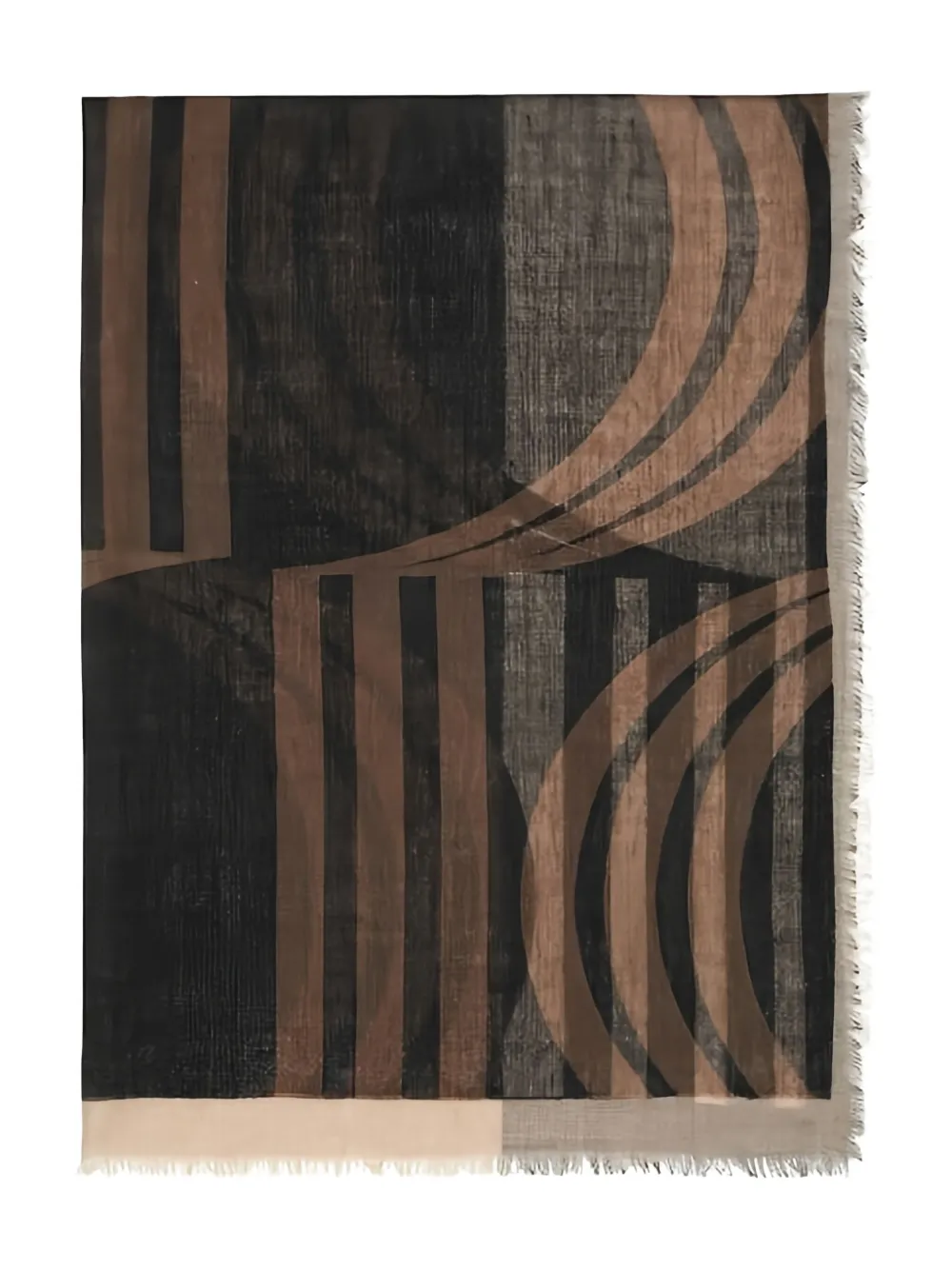 Marc O'Polo graphic-patterned fringed scarf | Brown | Image 1