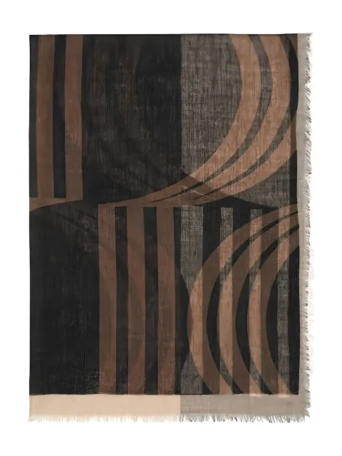 Marc O'Polo graphic-patterned fringed scarf