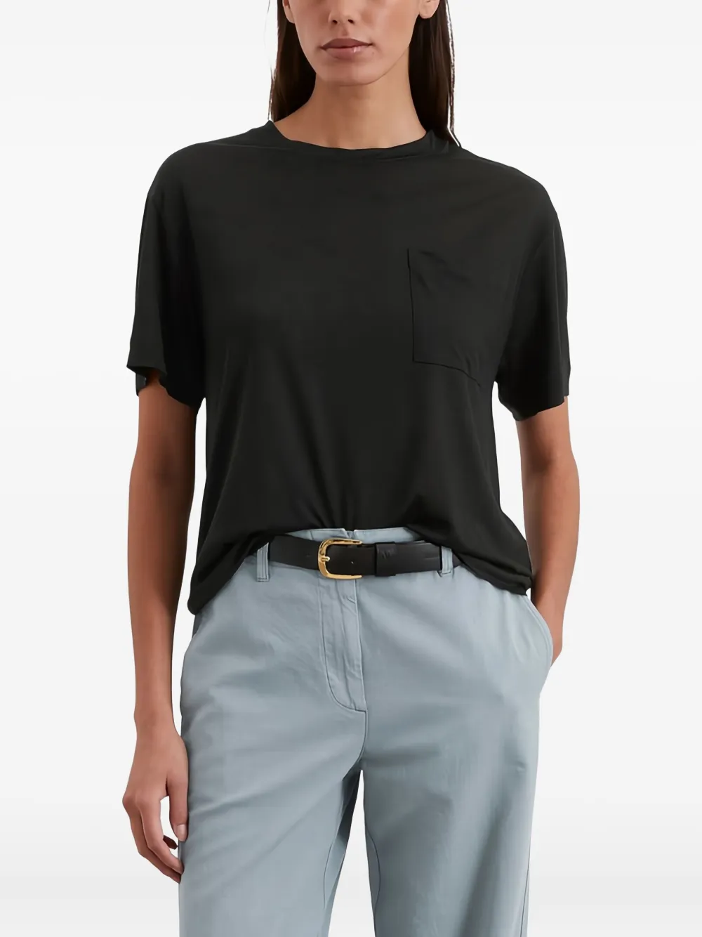 Marc O'Polo T-shirt met zak Zwart