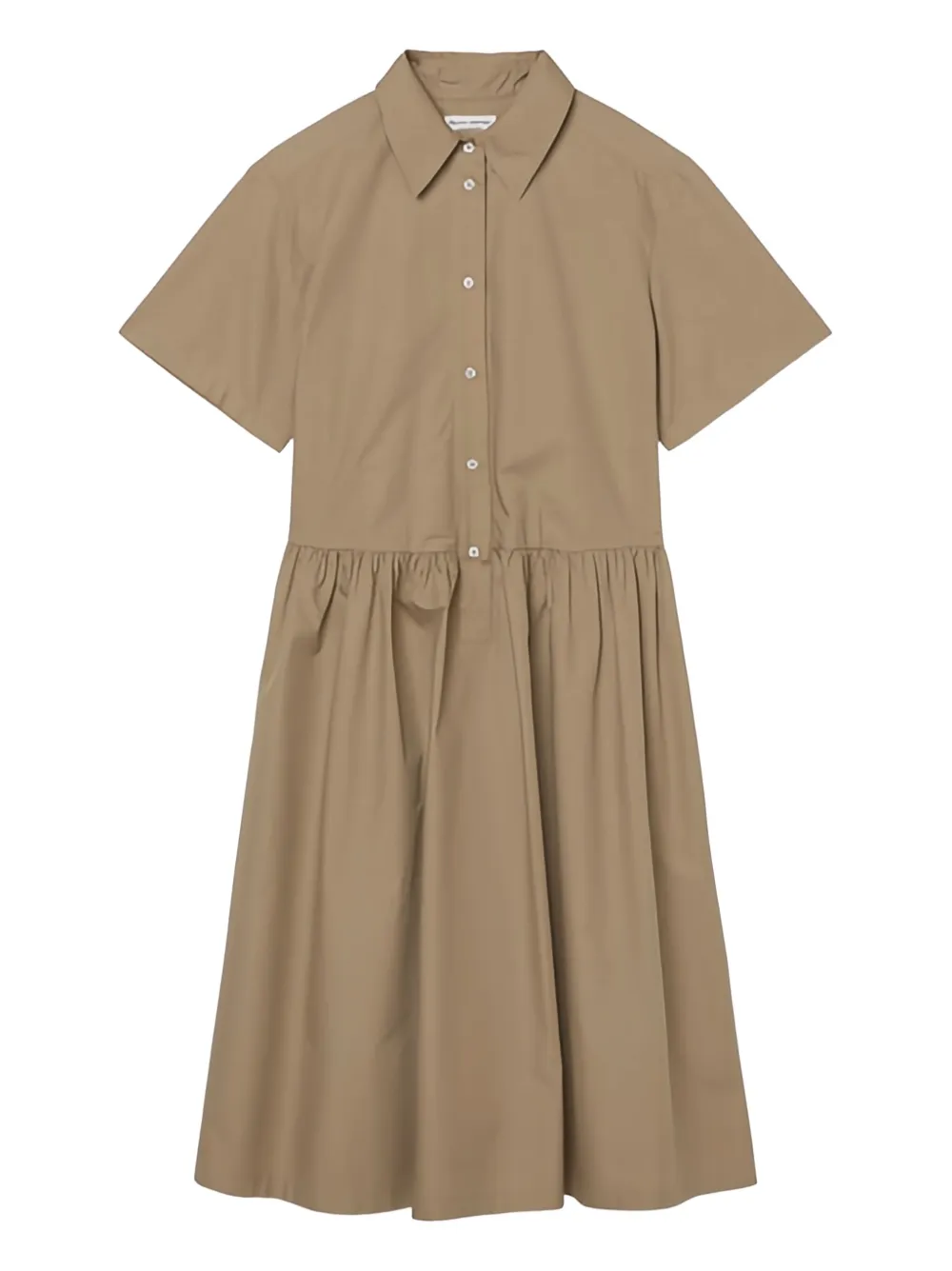 gathered-waist shirt dress