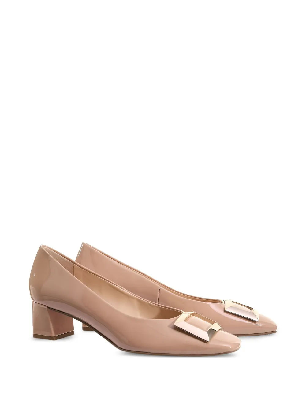 Hogl Etienne block-heel patent pumps Brown