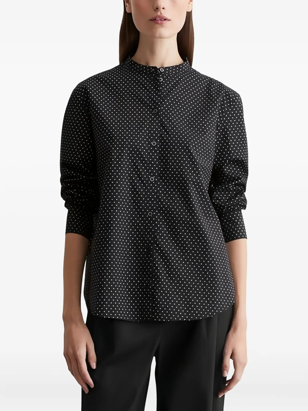 Marc O'Polo Button-up blouse met stippen - Zwart