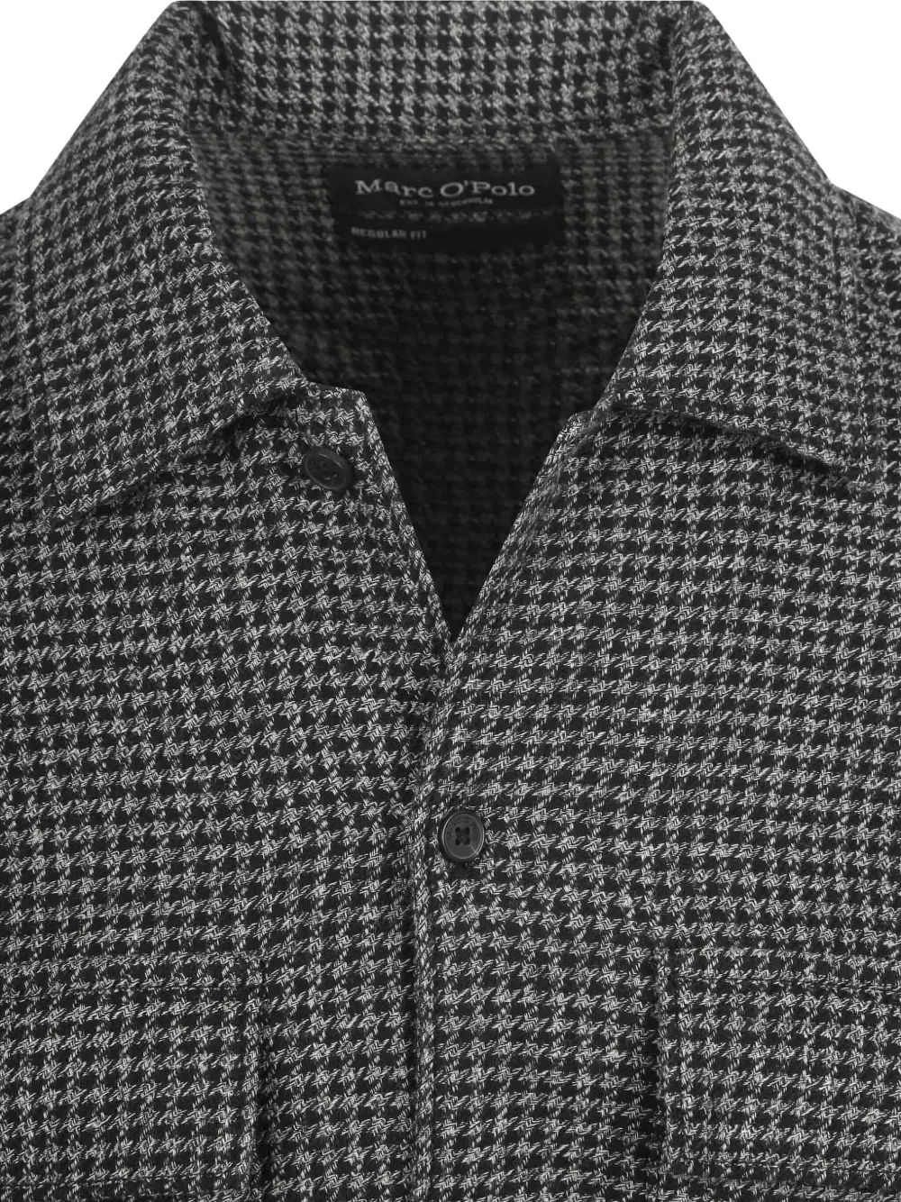 Marc O'polo Houndstooth-check Button-up Overshirt In Green