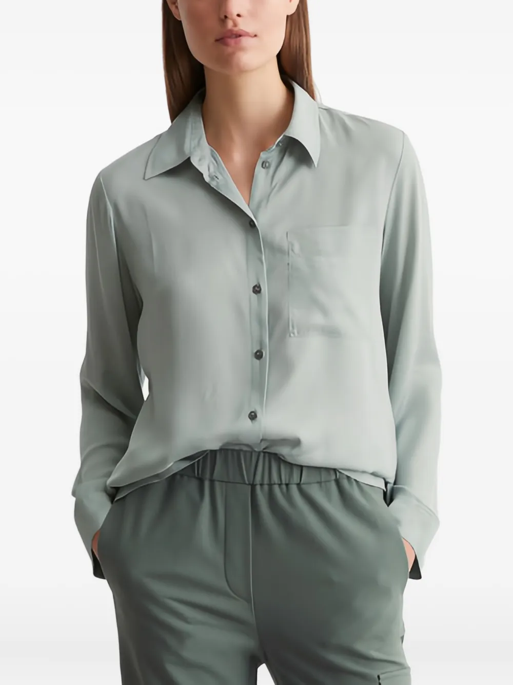 Marc O'Polo Blouse met opgestikte zak en knopen Groen
